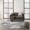 Homeroots 8 ft. Round Gray & Blue Leaves Indoor & Outdoor Area Rug 384876 - alternate 7
